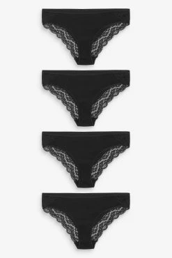 Next Lace Trim Cotton Blend Knickers 4 Pack