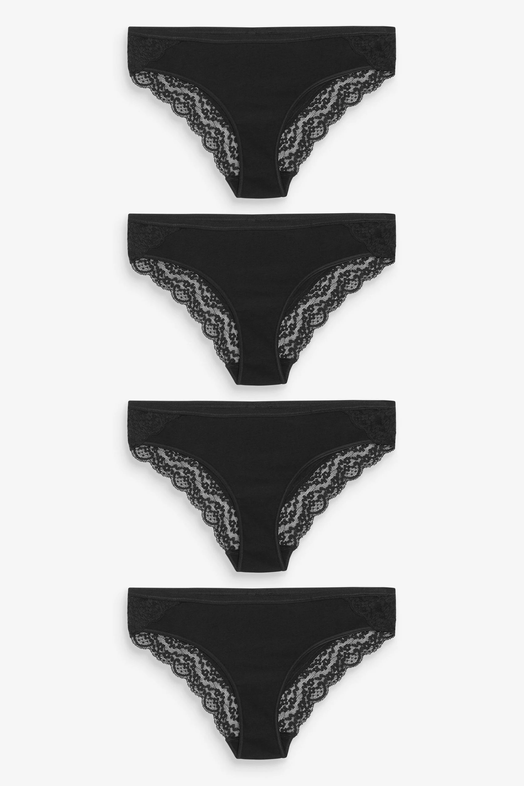Next Lace Trim Cotton Blend Knickers 4 Pack 1 Next Lace Trim Cotton Blend Knickers 4 Pack