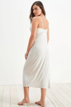 Next Oatmeal Viscose Lace Nightie Slip -Next shop 177284s2 scaled