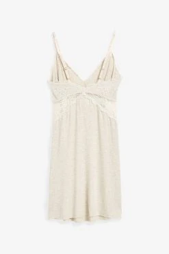 Next Oatmeal Viscose Lace Nightie Slip -Next shop 177284s6 scaled