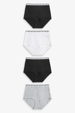 Next Cotton Rich Logo Knickers 4 Pack