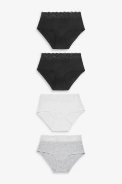 Next Lace Trim Cotton Blend Knickers 4 Pack
