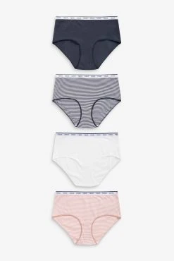 Next Cotton Rich Logo Knickers 4 Pack
