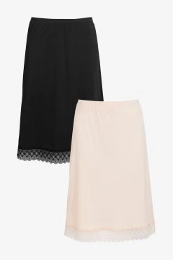 Next Black/Nude Microfibre Long Half Slips Two Pack