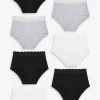 Next Monochrome Lace Trim Cotton Blend Knickers 7 Pack