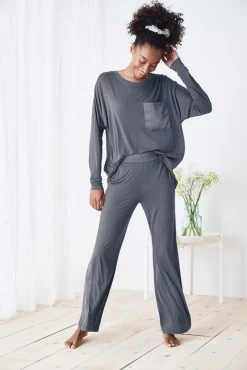 Next Charcoal Grey Wide Leg Pyjamas