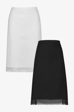 Next Black/White Cotton Long Half Slips 2 Pack