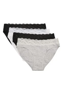 Next Lace Trim Cotton Blend Knickers 4 Pack
