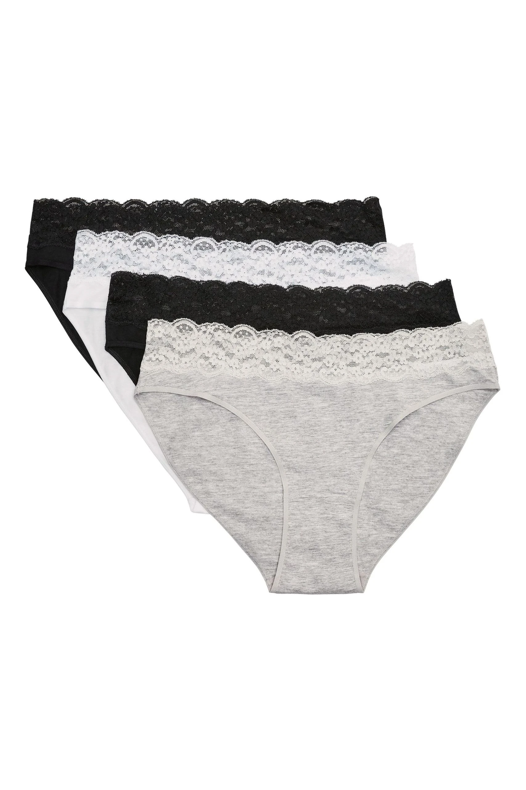 Next Lace Trim Cotton Blend Knickers 4 Pack 1 Next Lace Trim Cotton Blend Knickers 4 Pack