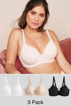 Next Black/White/Nude Cotton Blend Bras 3 Pack