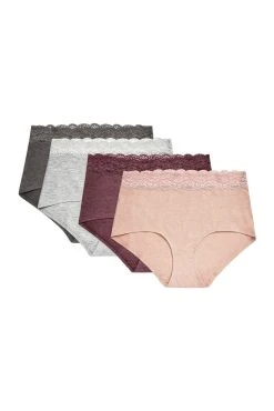 Next Lace Trim Cotton Blend Knickers 4 Pack