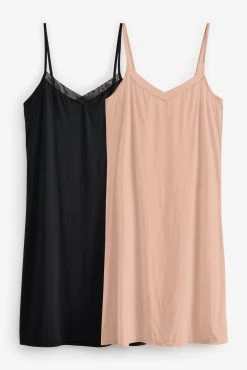 Next Black/Nude Soft Microfibre Slips Two Pack