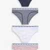 Next Cotton Rich Logo Knickers 4 Pack