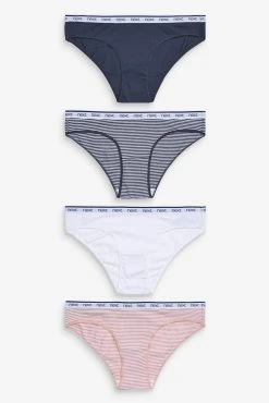 Next Cotton Rich Logo Knickers 4 Pack