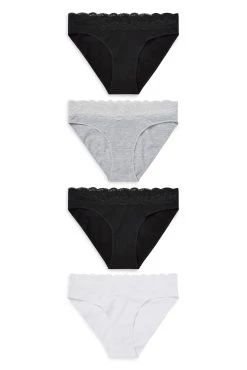 Next Lace Trim Cotton Blend Knickers 4 Pack