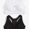 Black/White Next Active Sports High Impact Zip Front Bras 2 Pack