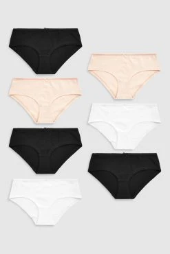 Next Black/White/Nude Cotton Rich Knickers 7 Pack