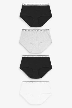 Next Cotton Rich Logo Knickers 4 Pack