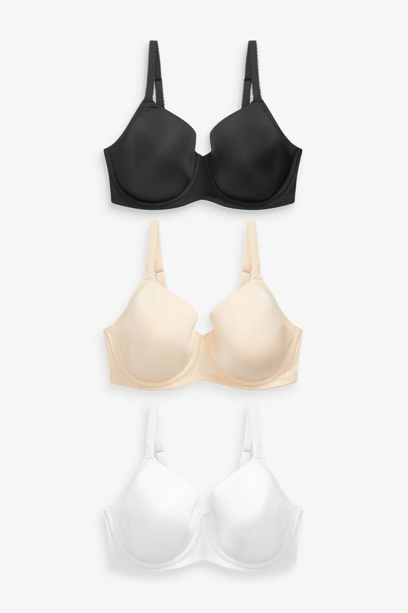 Next Black/White/Nude Smoothing T-Shirt Bras 3 Pack 1 Next Black/White/Nude Smoothing T-Shirt Bras 3 Pack