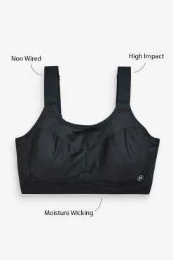 Black Next Active Sports DD+ Non Pad Wired Minimise Bra -Next shop 692851s4 scaled