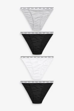 Next Cotton Rich Logo Knickers 4 Pack