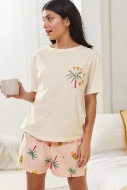 Next Pink/Green Tropical Cotton Blend Short Set Pyjamas 2 Pack -Next shop 7DV 682s4 scaled