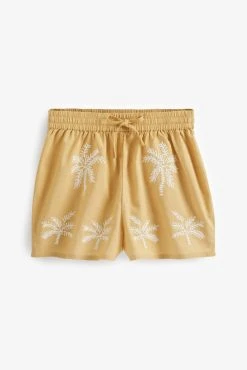 Next Yellow Palm Cotton Short Sleeve Button Through Pyjama Set -Next shop 7QA562s6 scaled