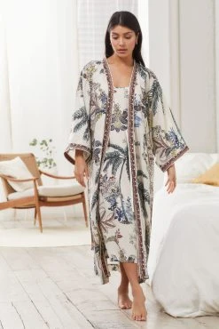 Next Ecru Cream Palm Linen Blend Lightweight Robe -Next shop 7TU 893s3 scaled