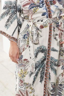 Next Ecru Cream Palm Linen Blend Lightweight Robe -Next shop 7TU 893s6 scaled