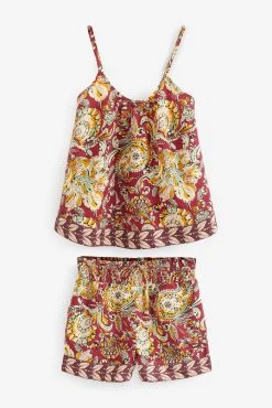 Next Red Paisley Cotton Blend Cami Short Set Pyjamas -Next shop 7UB732s4 scaled