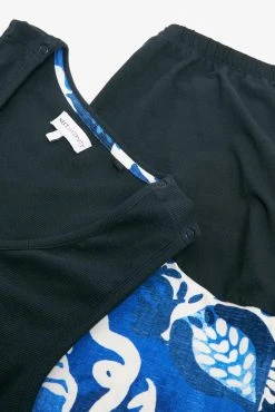 Next Navy Blue Abstract Maternity Cotton Blend Ribbed Vest Short Set Pyjamas -Next shop 7UL 431s9 scaled