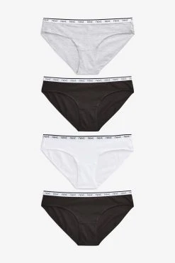 Next Cotton Rich Logo Knickers 4 Pack