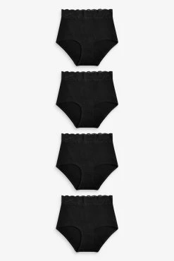 Next Lace Trim Cotton Blend Knickers 4 Pack
