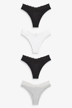 Next Lace Trim Cotton Blend Knickers 4 Pack