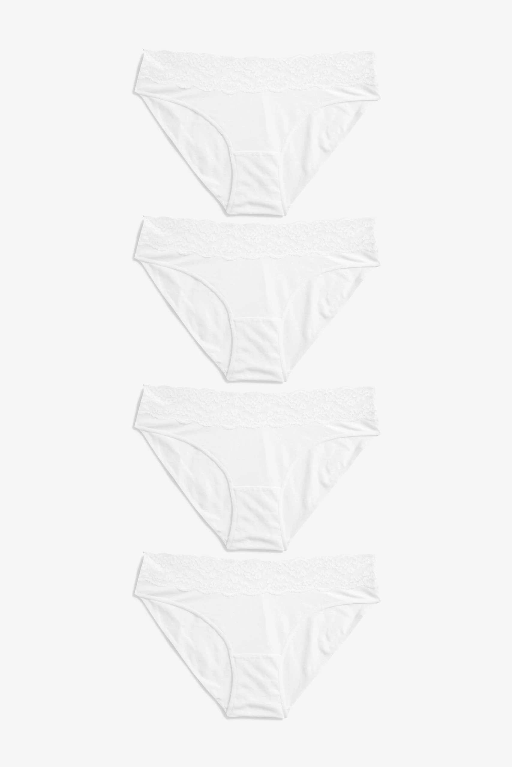 Next Lace Trim Cotton Blend Knickers 4 Pack 4 Next Lace Trim Cotton Blend Knickers 4 Pack - Image 4