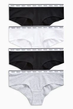 Next Cotton Rich Logo Knickers 4 Pack