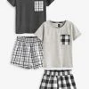 Next Grey/White Check Cotton Short Set Pyjamas
