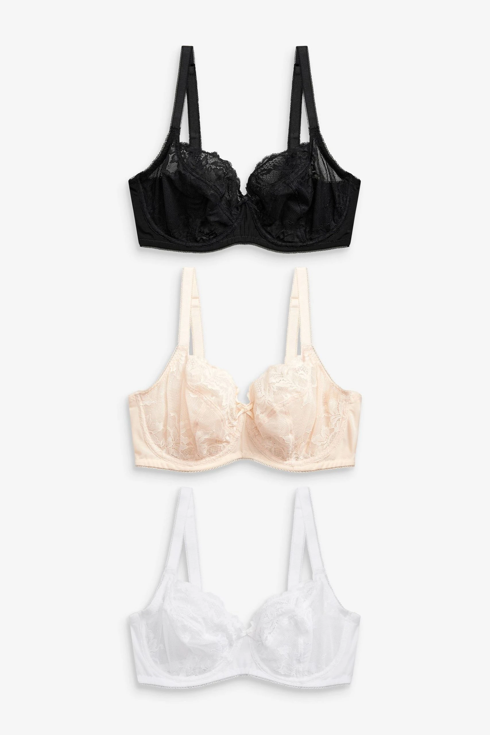 Next DD+ Non Pad Lace Balcony Bras 3 Pack 3 Next DD+ Non Pad Lace Balcony Bras 3 Pack - Image 3