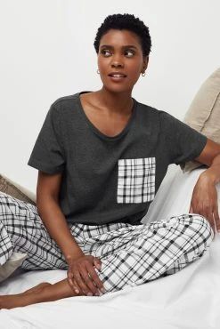 Next Black/White Check Cotton Blend Pyjamas 2 Pack -Next shop A10562s6 scaled