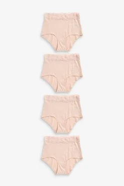 Next Lace Trim Cotton Blend Knickers 4 Pack