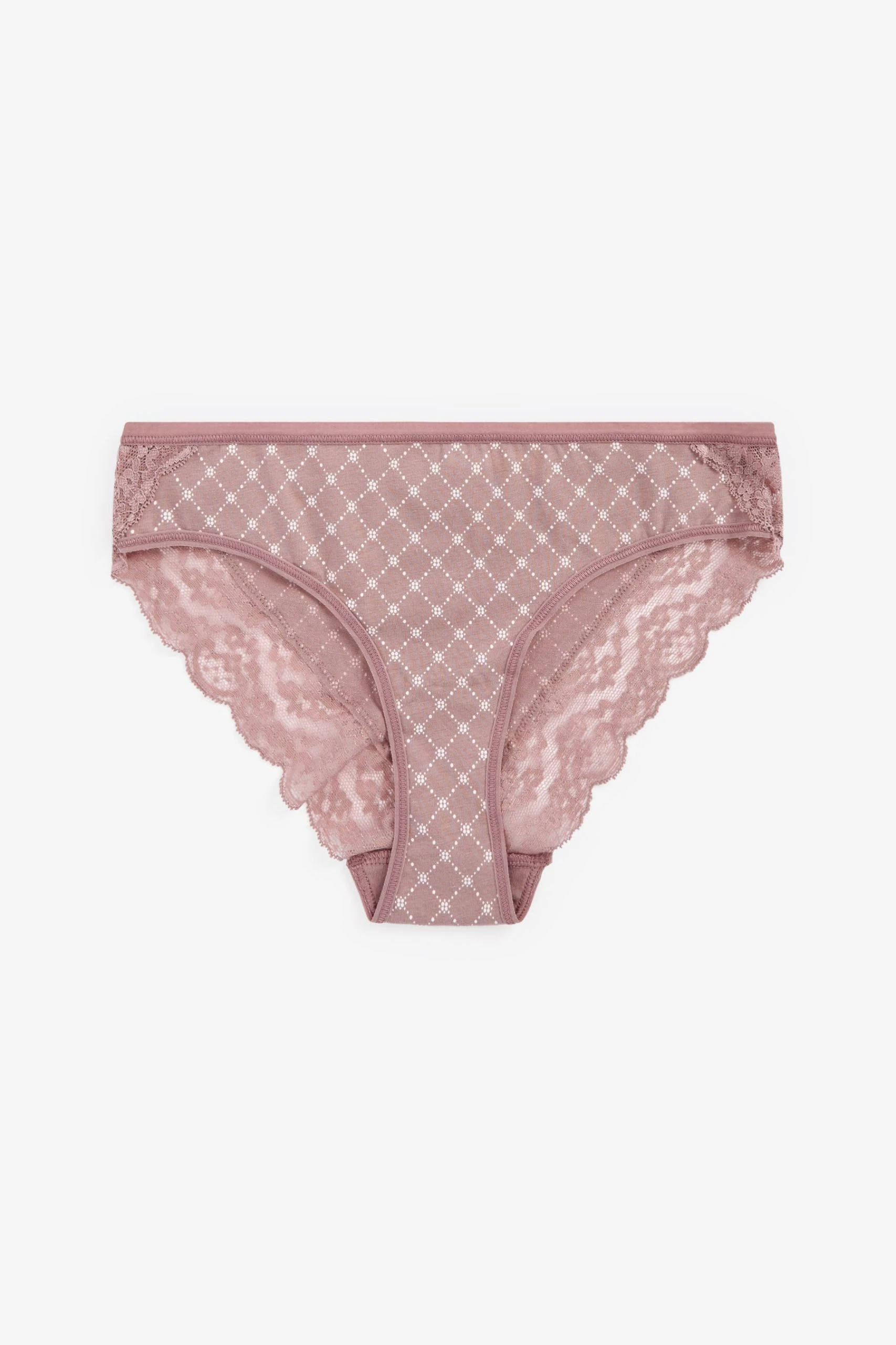 Next Lace Trim Cotton Blend Knickers 4 Pack 3 Next Lace Trim Cotton Blend Knickers 4 Pack - Image 3