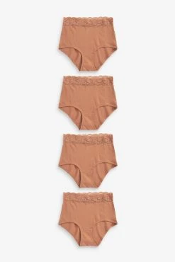 Next Lace Trim Cotton Blend Knickers 4 Pack