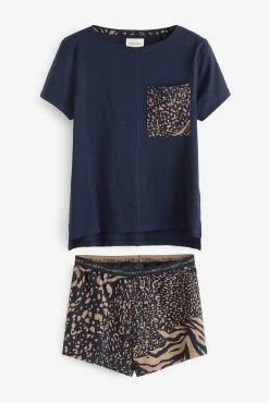 Next Navy Blue Animal Cotton Pyjamas -Next shop A53857s7 scaled