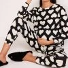 Next Black/White Heart Maternity Cotton Short And Long Pyjamas 2 Pack