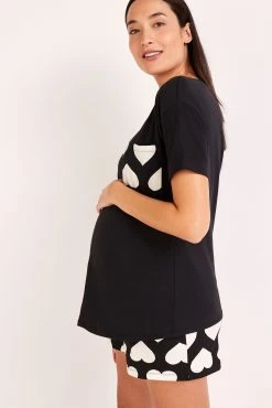 Next Black/White Heart Maternity Cotton Short And Long Pyjamas 2 Pack -Next shop C01 222s4 scaled