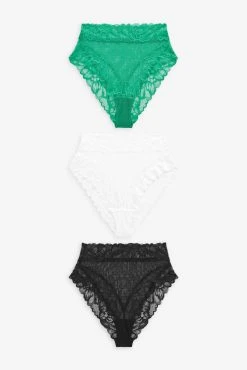 Next Floral Lace Trim & Mesh Knickers 3 Pack