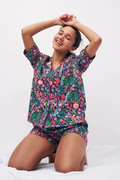 Next Navy Blue Floral Lucy Tiffney Button Through Pyjama Short Set