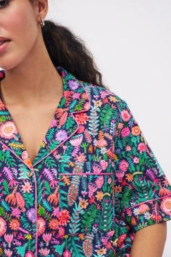 Next Navy Blue Floral Lucy Tiffney Button Through Pyjama Short Set -Next shop C01208s3 scaled