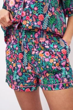 Next Navy Blue Floral Lucy Tiffney Button Through Pyjama Short Set -Next shop C01208s4 scaled