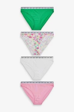 Next Cotton Rich Logo Knickers 4 Pack